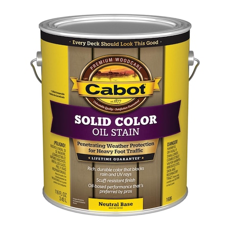 CABOT Solid Color Oil Stain Solid Tintable Neutral Base Oil-Based Alkyd Deck Stain 1 gal 140.0001606.007